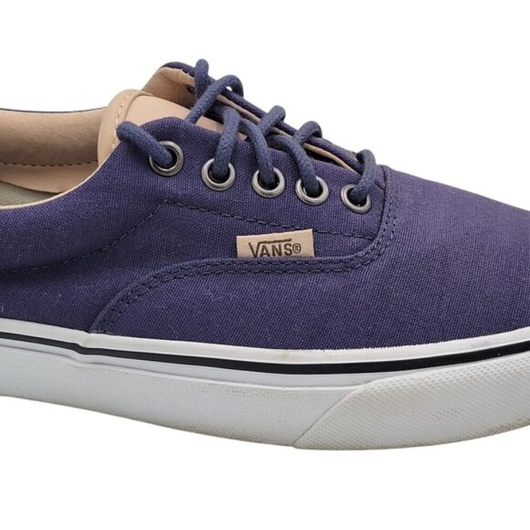Vans Off The Wall Sneakers Men Size 7.5 Blue Tan Lace Up Logo Canvas Low Top - Picture 5 of 10